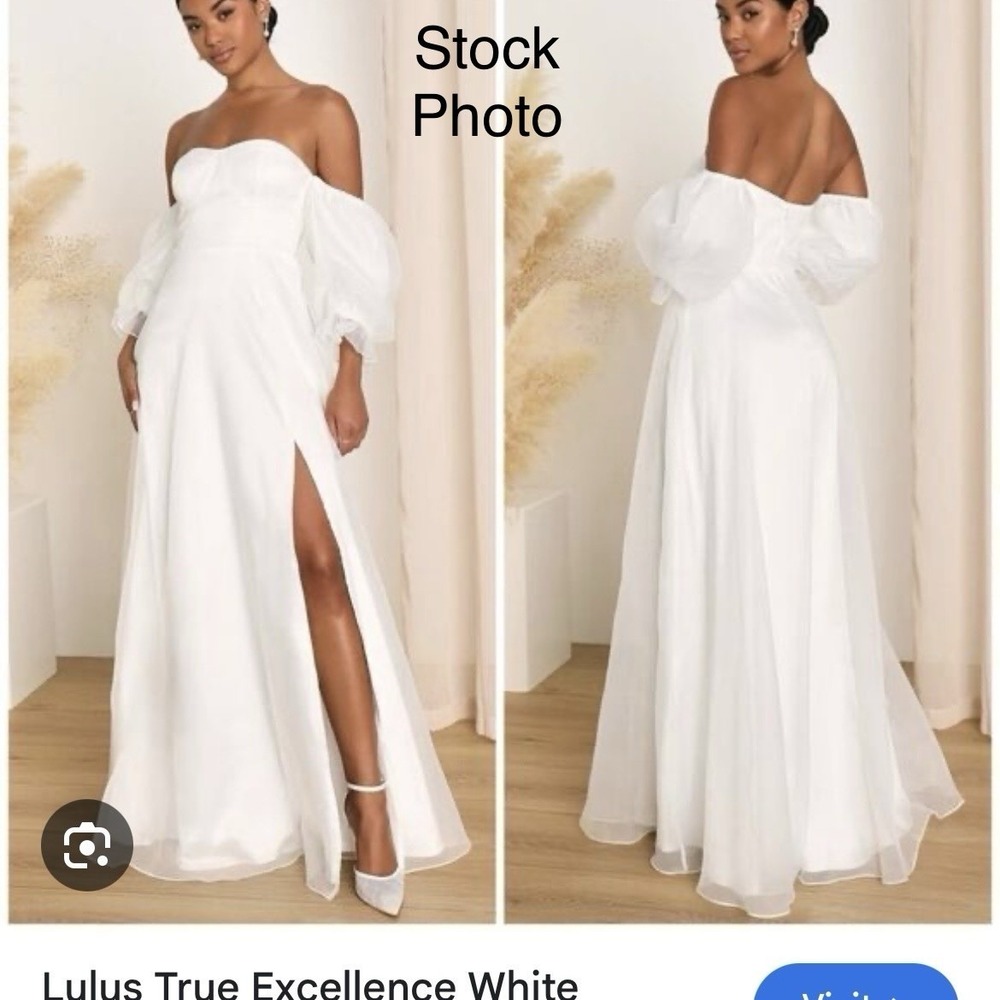 LULUS True Excellence White Organza Bustier Maxi Dress Sz M Wedding Event AS IS